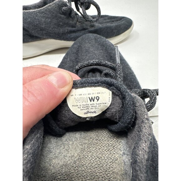 Allbirds Wool Runners Black Lace-Up Sneakers Womens Size 9 Casual Lightweight - Picture 7 of 9